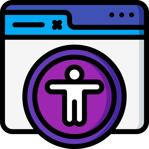 Accessibility symbol in front of web browser icon